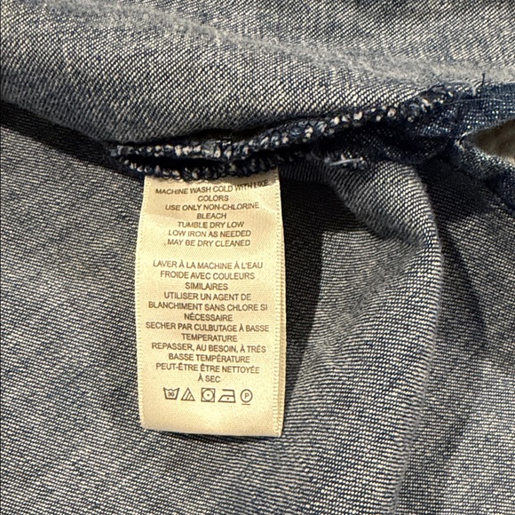 Free People Highland Hiker Top Denim We The Free Cord Collar Frayed Blue S NEW - Picture 6 of 7